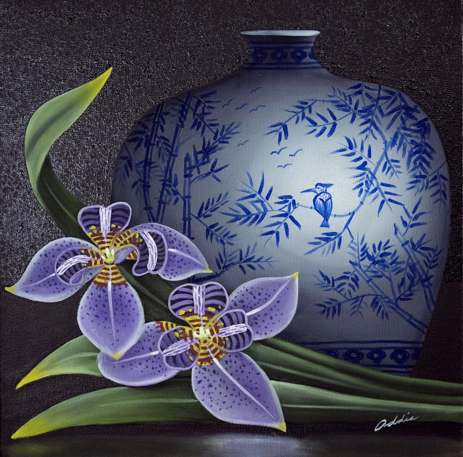 Purple Irises and Porcelain 1